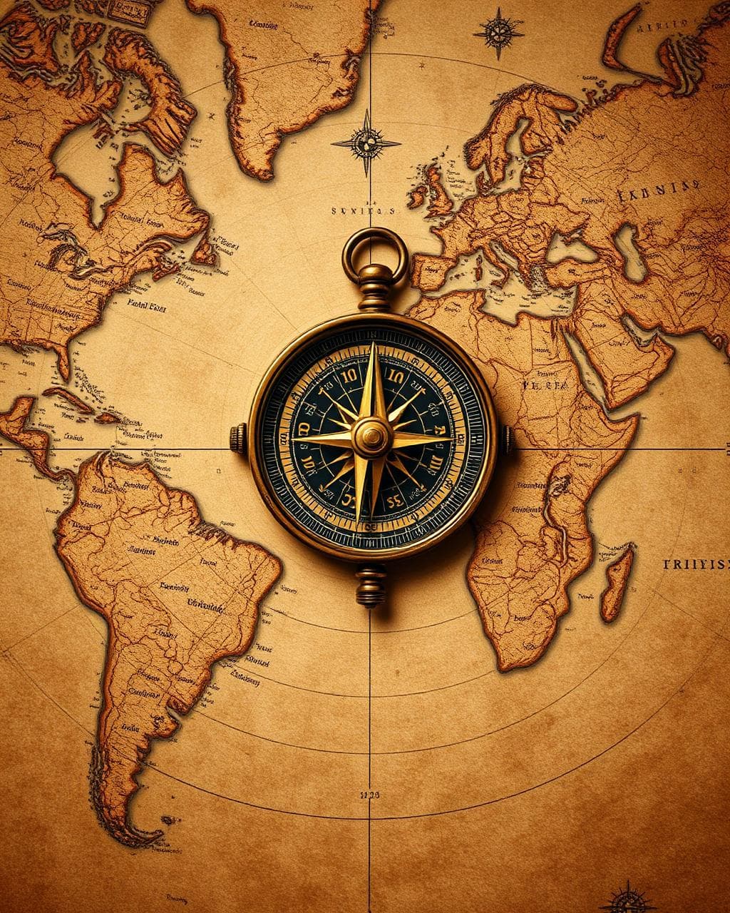 World map and compass